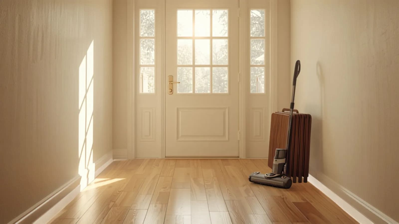A bright home entryway with everyday rental items ready to go